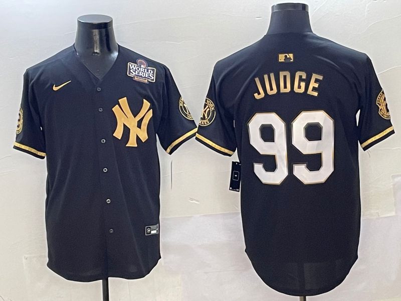 Men New York Yankees 99 Judge Black Gold Five generations Nike 2025 MLB Jersey style 2